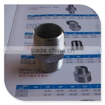 EN10241 stainless steel 304 BSPT male thread hex nipple