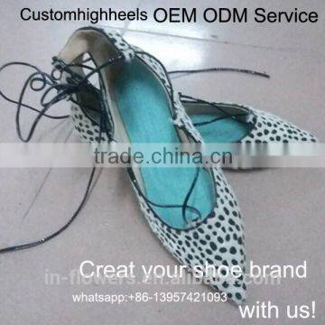 OEM ODM high quality genuine leather lace up womens flats