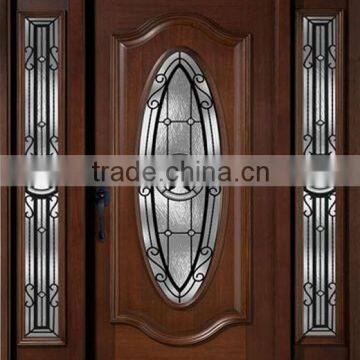 Luxury Exterior Oval Glass Wood Doors American Design DJ-S9302MST-2