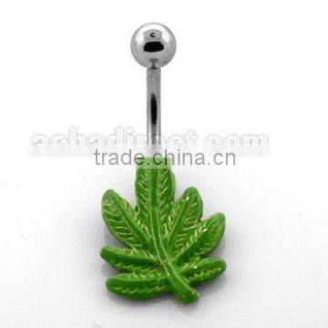 marijuana leaf navel ring