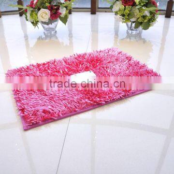 Shiny chenille bath mats with anti-slip base