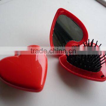 Plastic foldable heart shape makeup folding pocket comb