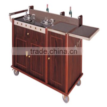 Double headed luxury abalone Flambe Cooking Trolley for Hotel