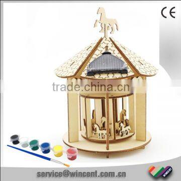 Educational DIY Puzzle Solar Energy Wooden Merry Go Round Toy