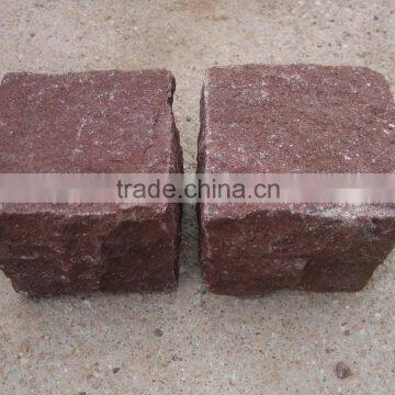 Red Porphyry Cube Stone Mosaic