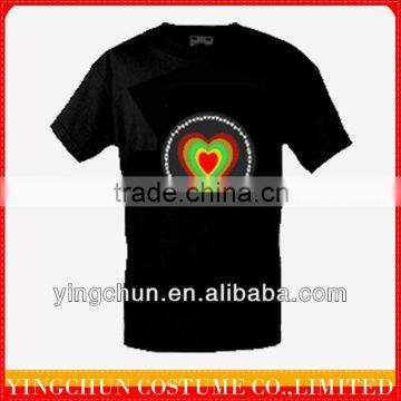 new design cotton el music flashing t-shirt supplier