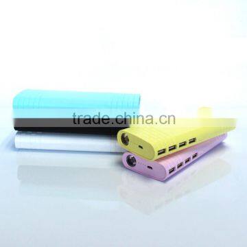 Portable 15000MAH 4USB output power bank with LED torch