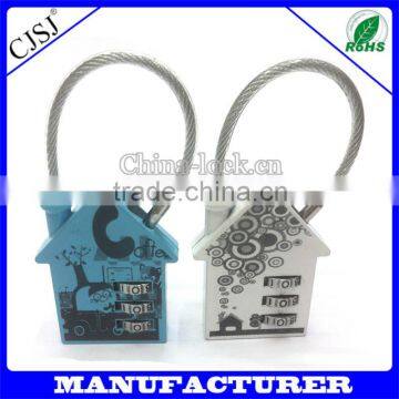 School Lovely Locker House Shaped Cable Combination Padlock