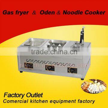 Stainless Steel Gas Oden Noddle Cooker and fryer Machine in Guangzhou/3 in 1