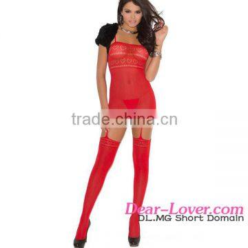 Red Heart Cutout Suspender japanese nylon body stockings