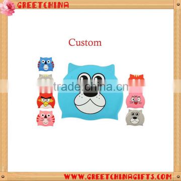 Cartoon Cat Shaped Silicone Swimming Cap for Child