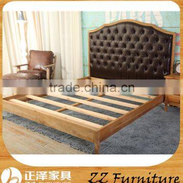 Antique Style Wooden Button Tufted Bed Headboard