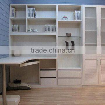 Modern wooden bookcase with computer table for home use