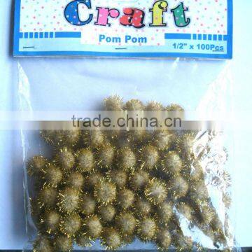 1inch x 25pcs Christmas Golden Glitter pompoms