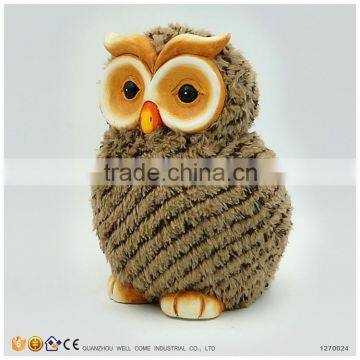 Ceramic Money Bank Mini Plush Owl Figurine