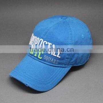 FASHION FRAYED BILL APPLIQUE LOGO BRUSHED COTTON SPORTS CAPS