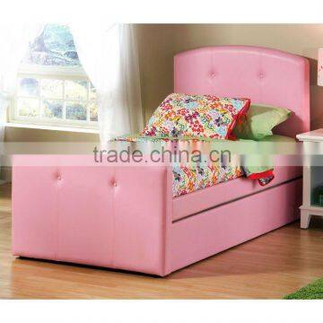 Pink Faux Leather Upholstered Bed in full size w optional trundle-Twin Bed