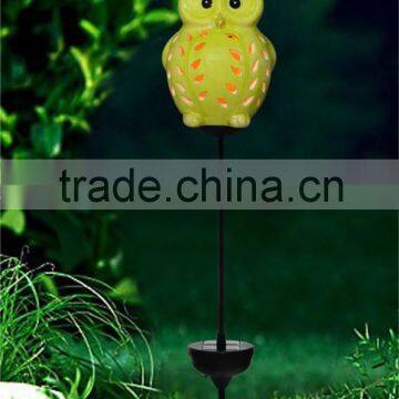 New products yellow ceramic garden owl LED garden solar light