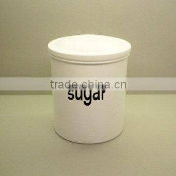 metal coated white sugar jar