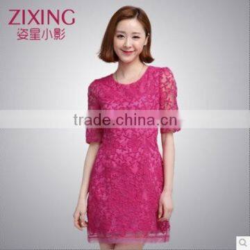 Manufacture directly clearance sale fine lace hot red sweet girl fashion summer dress