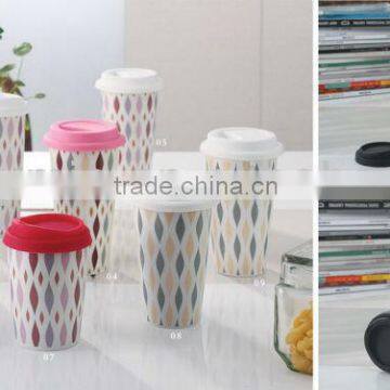 14OZ Porcelain Coffee Single/double Wall Mug With Silicon Lid Sublimation Mug photo-6