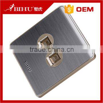 PC Brushed Stainless Steel Material Network Computer Wall Socket Rj45 Wall Outlet