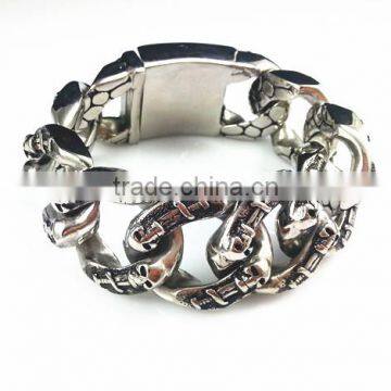 AB074 Factory direct sell big heavy bracelets with engraved skull head