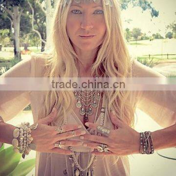 New Gypsy Boho Ethnic Silver Plated Alloy Coin Tassel Charm Necklace photo-2