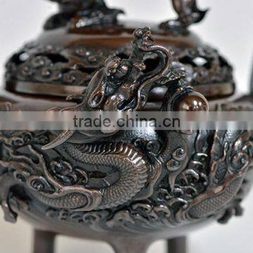 Japanese art Dragon and bamboo design Vase , incense burner , and candlestick set made in Japan , small lot order available