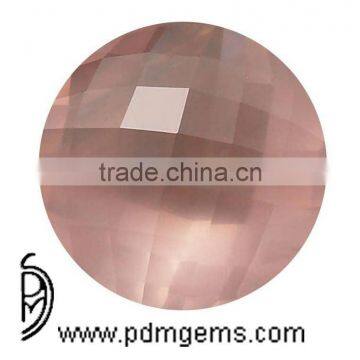 5 MM Round Checkerboard Rose Quartz