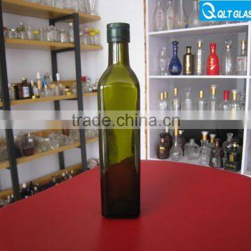 Square dark green glass olive oil bottles with cap