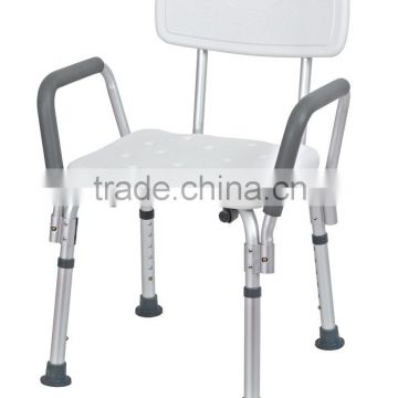 Detachable aluminum disabled shower chair with armrest and back