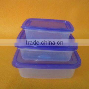 3 set Plastic rectangular outdoor food crisper with locked lid