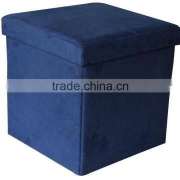 Strong!Blue Suede foldable Storage Ottoman