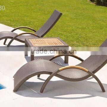 Poly Rattan Sunbed - Outdoor rattan sun lounger furniture 1.2mm thickness alu frame power coating hand woven wicker