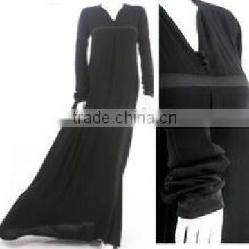 V-neck double botton A line Abaya