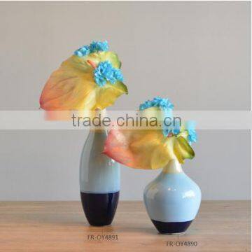 Artificial flowers wholesale with blue ceramic vase for decoration