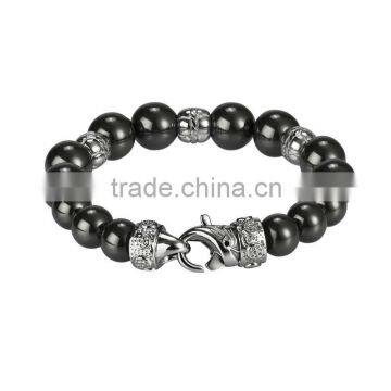 Gothic Style Stainless Steel and Ceramic Beaded Combine Bracelet,black Ceramic Bead Bracelet China Manufacturer
