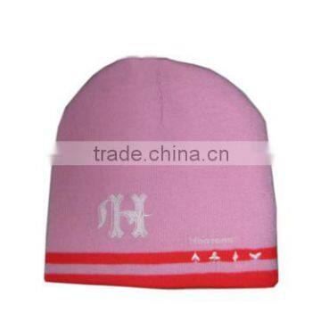 knitted custom acrylic beanie with embroidery logo