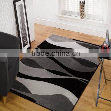 Modern Cool Black Grey Brown Blue Waves Design Area Rug