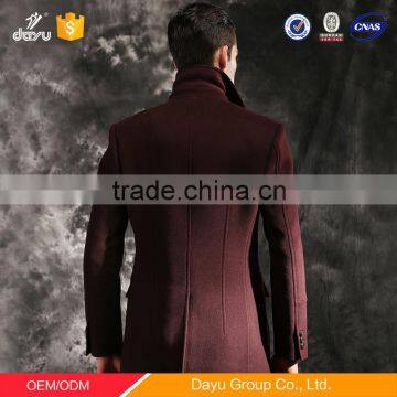Hot Selling Purplish Red Winter Thick Warm Stock German Woolen Coat Wool Cashmere Blended Coat photo-5