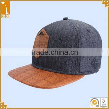 6 panels leather flat bill custom snapback baseball caps