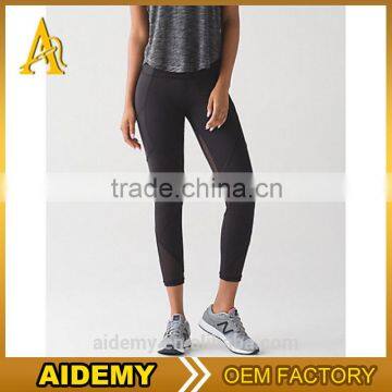 yoga mesh capril leggings wholesale black fitness legging with pocket for women