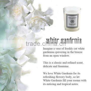 White Gardenia Fragranced Candle Aroma Pure Soy Wax Candle in glass jar for Christmas