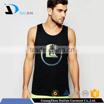 Daijun OEM new design dri fit man black printing gym tank top