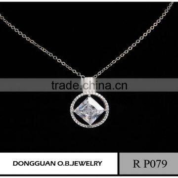 Wholesale Fashion Custom Sterling Silver Initial Necklace Crystal