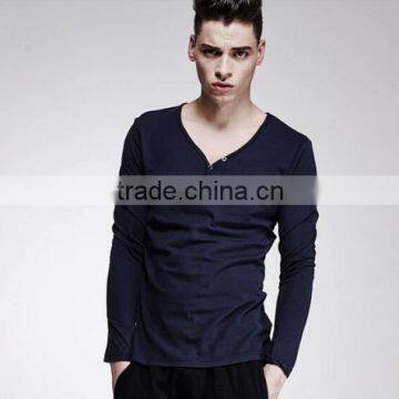 Fashion design bulk black v-neck plain tshirt for mens