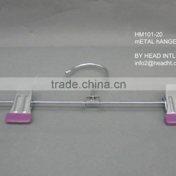The HEAD metal hanger ,plastic plated one bar clips hanger for pants simple hanger best price