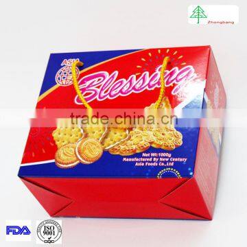 Glossy cardboard biscuit cookie packaging box gift box with handle