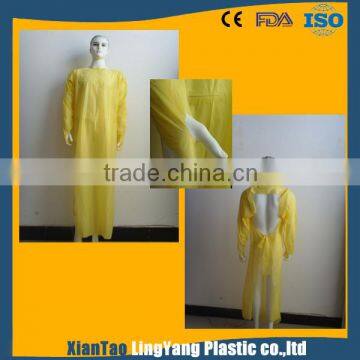 Blue disposable aprons with sleeves plastic cpe gown